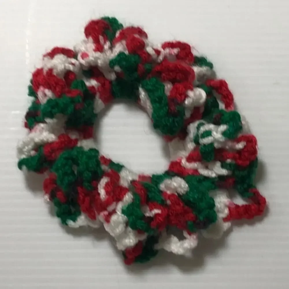 Handmade Crocheted Christmas Theme Hair Scrunchie